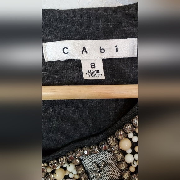 Cabi The Glitz Charcoal Sleeveless Shell Top Embellished Neckline Size 8 - Picture 6 of 8